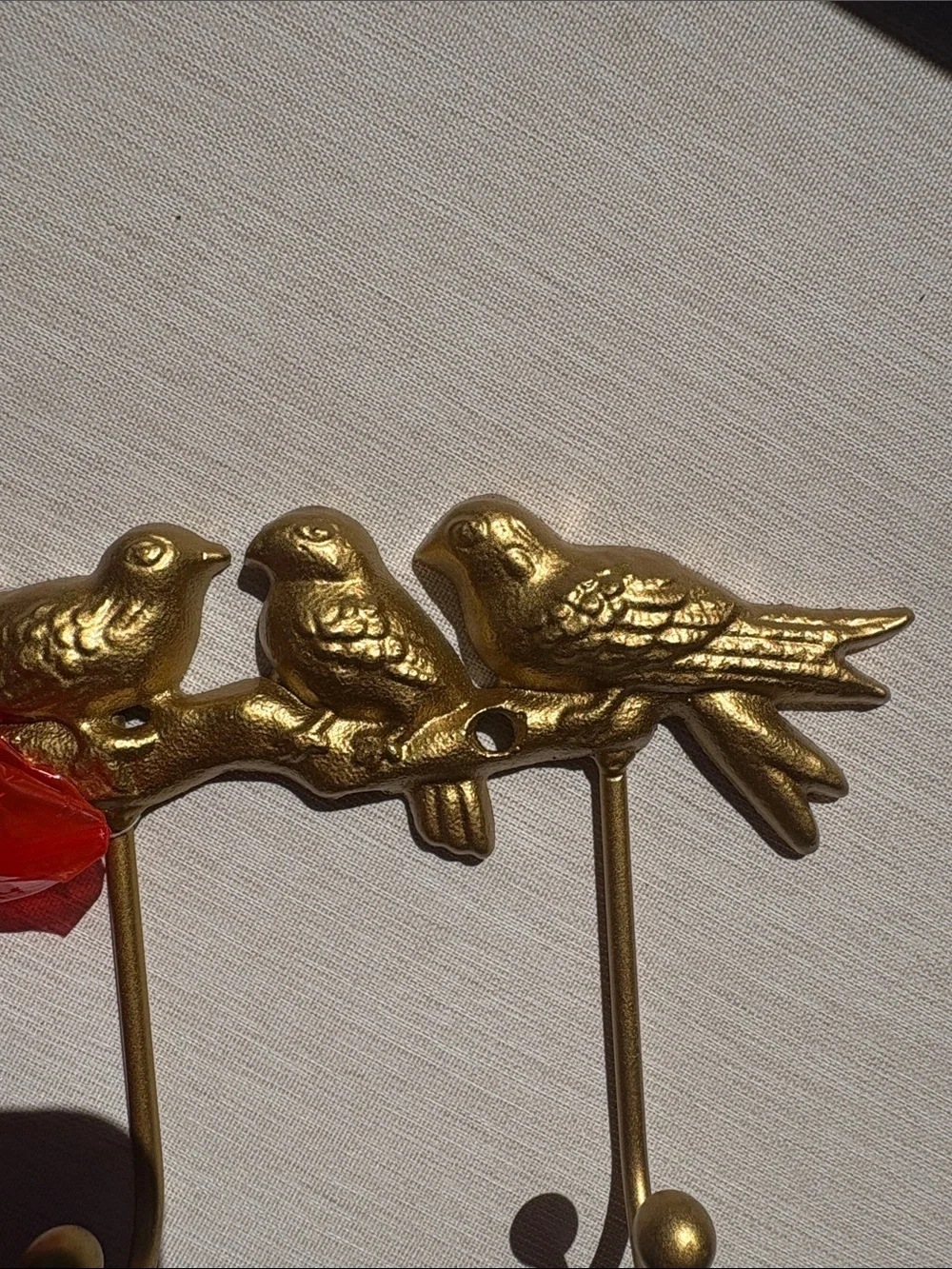Gold Bird Metal Double Hook Wall Hanger - Gold